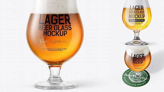 5620+ Tulip Glass With Lager Beer PSD Mockup Exclusive Digital PSD Resource