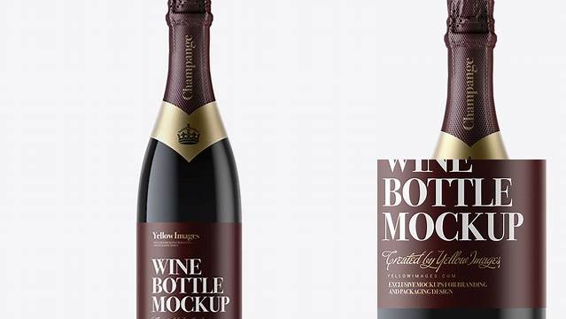 5621+ Dark Glass Champagne Bottle with Textured Foil PSD Mockup Professional Quality PSD Freebie