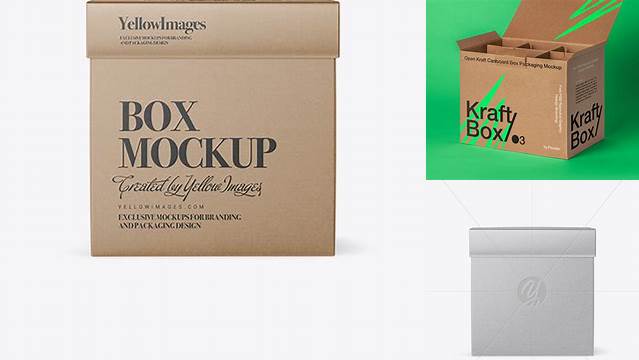 5623+ Glossy Kraft Square Box PSD Mockup Front View Layered PSD for Easy Editing