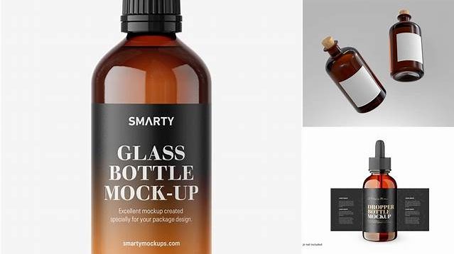 5627+ Amber Glass Christmas Bottle PSD Mockup Exclusive Free Creative Mockup File