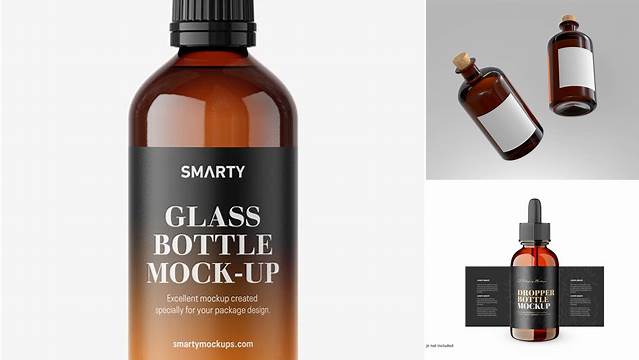 5627+ Amber Glass Christmas Bottle PSD Mockup Exclusive Free Creative Mockup File