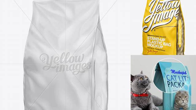 5628+ 14lb Cat Litter Bag Mock-Up Half-Side View Smart Design Template Free