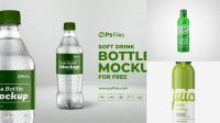 5628+ Glossy Plastic Bottle with Green Drink PSD Mockup Exclusive Free Photoshop Mockup