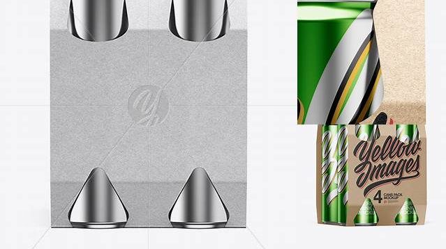 563+ Kraft Carrier with 4 Metallic Cans PSD Mockup Front View Custom Graphic Resource Free Download