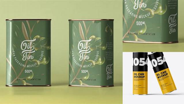 5630+ Glossy Oil Tin Can PSD Mockup Front View Premium Quality PSD Freebie