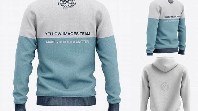 5630+ Men's Heather Crew Neck Sweatshirt Back View Fully Customizable Mockup PSD Free