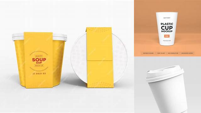 5631+ Matte Plastic Soup Cup PSD Mockup Modern PSD Templates