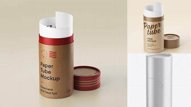 5632+ Glossy Paper Tube PSD Mockup High Angle Shot Smart Design Template Free