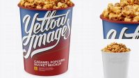 5636+ Matte Bucket with Caramel Popcorn PSD Mockup High-Angle Shot Creative Photoshop Resources