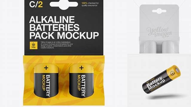 5639+ 2 Pack Mat Battery C PSD Mockup Front View Fully Editable PSD Template