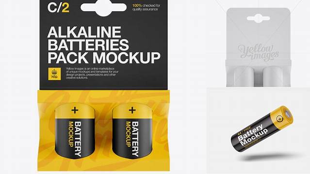 5639+ 2 Pack Mat Battery C PSD Mockup Front View Fully Editable PSD Template