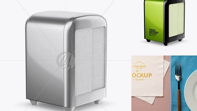 5642+ Metallic Napkin Dispenser PSD Mockup Half Side View Stylish PSD for Free