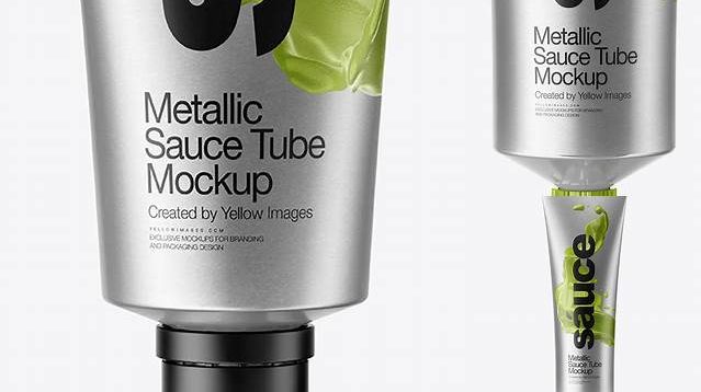 5643+ Matte Metallic Sauce Tube PSD Mockup Customizable Design Files