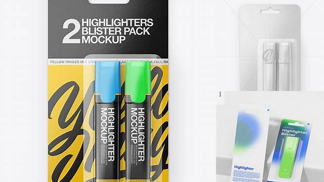 5645+ Blister Pack of 2 Highlighters PSD Mockup PSD Download