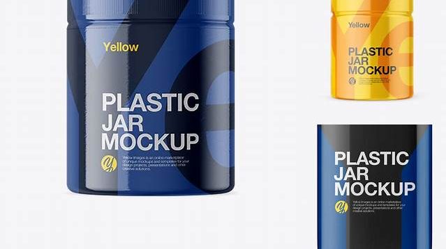 5647+ Glossy Plastic Jar in Shrink Sleeve PSD Mockup Smart Layer Mockup Free