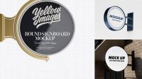 5647+ Metallic Round Signboard PSD Mockup Front View Customizable Design Files