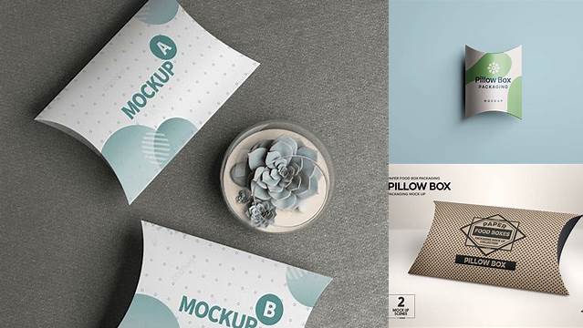 565+ Pillow Box Packaging Mockup Smart PNG Image