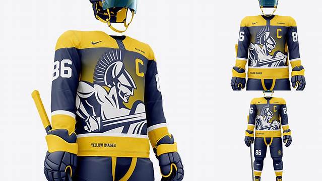 5653+ Men’s Full Ice Hockey Kit with Visor PSD Mockup Hero Shot High-Quality Digital Mockup Resource