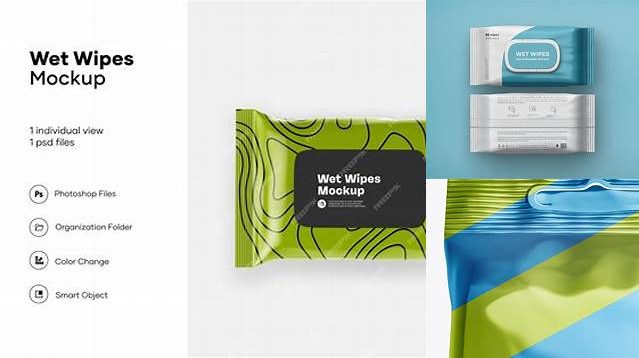 5655+ Matte Metallic Wet Wipes Pack PSD Mockup Hero Shot Photoshop Freebie