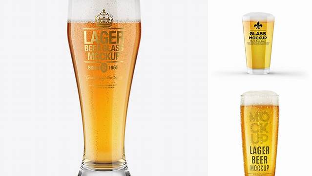 5655+ Weizen Glass with Lager Beer PSD Mockup Photoshop Resource Free