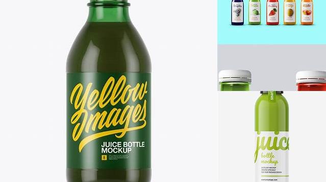 5658+ 330ml Green Glass Juice Bottle PSD Mockup Free Download Design Mockup