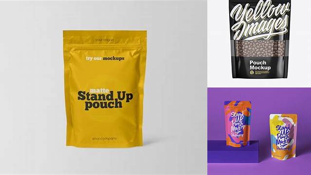 5659+ Matte Stand-Up Pouch With Candies PSD Mockup Front View Custom PSD Mockup Template