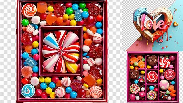 566+ Transparent Box with Candies PSD Mockup Front View High Angle Shot Creative Design PSD Free Download