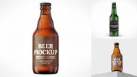 5660+ 330ml Vishy Amber Glass Beer Bottle PSD Mockup Free Download Design Mockup