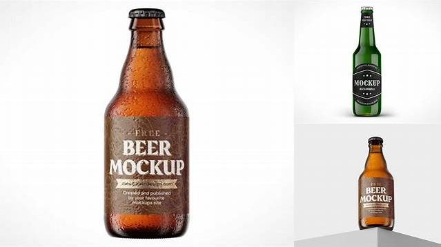 5660+ 330ml Vishy Amber Glass Beer Bottle PSD Mockup Free Download Design Mockup