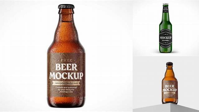 5660+ 330ml Vishy Amber Glass Beer Bottle PSD Mockup Free Download Design Mockup