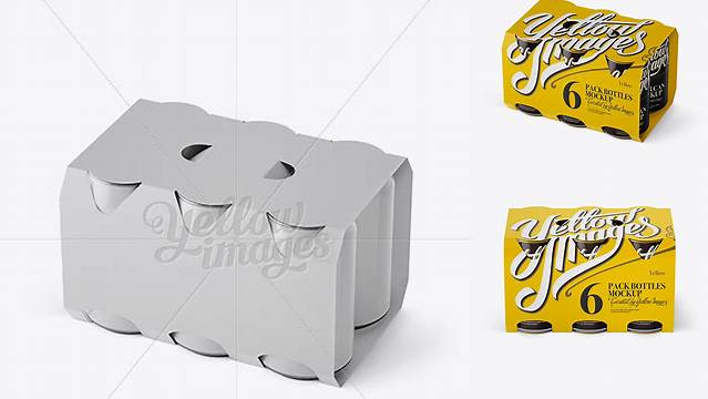 5661+ White Paper 6 Pack 0.33L Cans Carrier PSD Mockup Halfside View High-Angle Shot Creative Design PSD Free Download