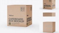 567+ Corrugated Fiberboard Box PSD Mockup 25° Angle Front View High-Angle Shot Fully Customizable Photoshop Freebie