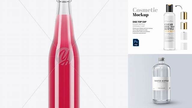 5672+ Clear Glass Pink Drink Bottle PSD Mockup Unique and Editable PSD