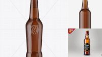 5674+ 330ml Amber Bottle With Beer PSD Mockup Custom Mockup Graphic Design