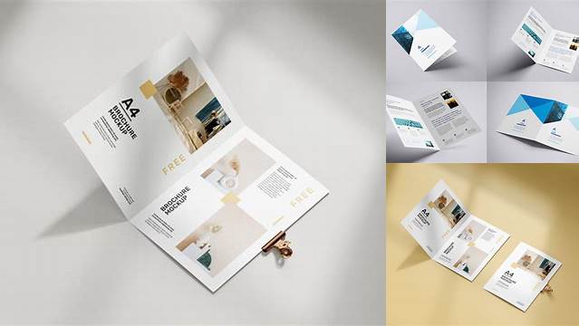 5674+ A4 Bifold Brochure Mockup Free Download Professional Quality PSD Freebie