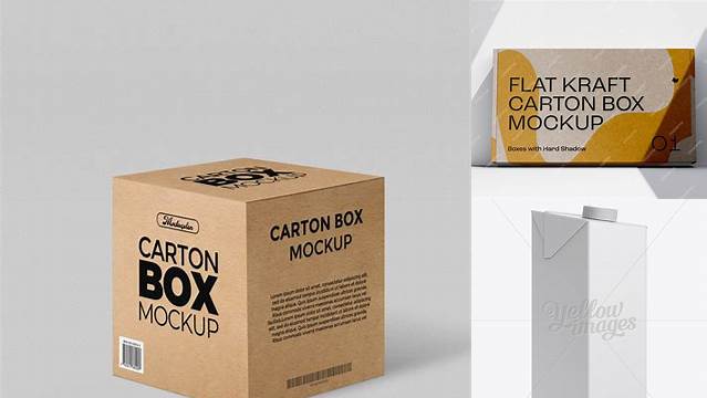 5676+ 1L Carton Box PSD Mockup 45° Half-Side View Free Photoshop Mockup Design