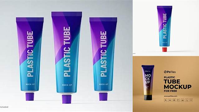 5677+ Glossy Plastic Cosmetic Tube With Metallic Cap PSD Mockup Fully Editable PSD Template