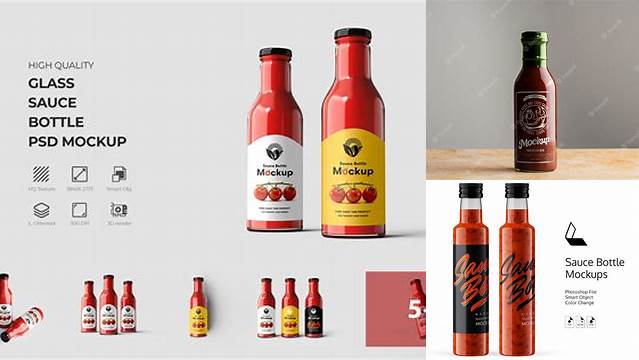 5679+ Plastic Bottle with Sauce PSD Mockup Front View Premium Design Freebie