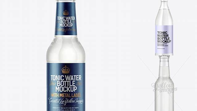 568+ 200ml Clear Glass Bottle with Tonic PSD Mockup Smart Object Free Photoshop File