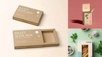 5682+ Kraft Box with Pasta PSD Mockup Front View High-End PSD Download