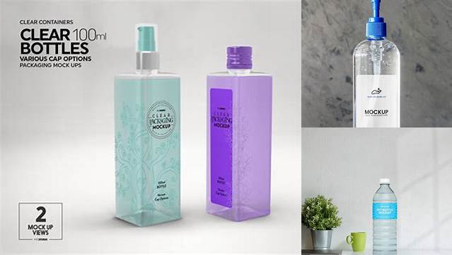 5683+ Clear PET Bottle With Blue Gel PSD Mockup Elegant and Stylish Mockup