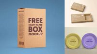 5686+ Kraft Paper Box with Plates PSD Mockup Editable and Customizable PSD