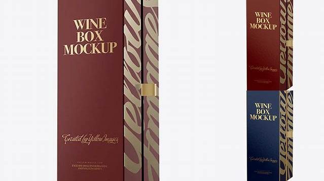 5687+ Stand Up Wine Box PSD Mockup Half Side View High-Angle Shot High-End Professional PSD Resources