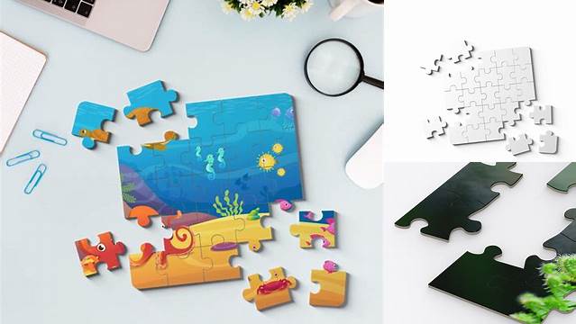 5689+ Jigsaw Puzzle PSD Mockup Half Side View Elegant Photoshop Mockup