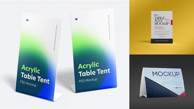 5696+ Plastic Table Tent PSD Mockup Front View Free Downloadable Graphic Resource