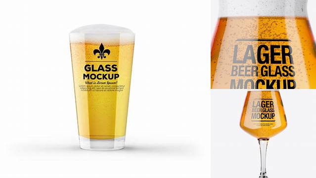 5698+ Teku Glass With Lager Beer PSD Mockup Layered PSD File Free Download