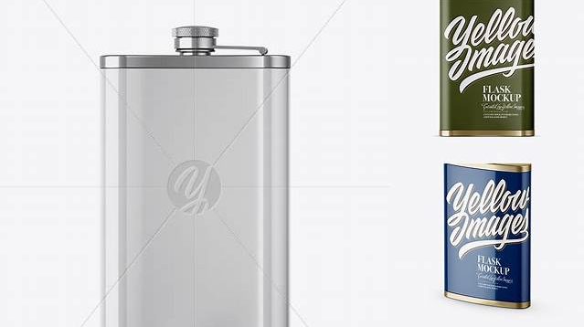 5700+ Steel Flask With Glossy Wrap PSD Mockup Back View Exclusive and Stylish Design PSD