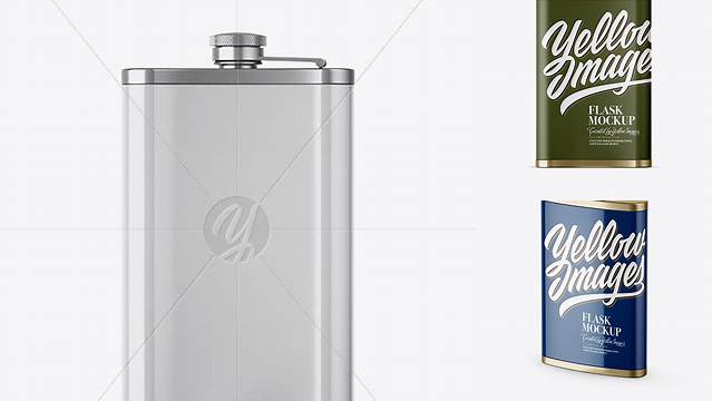 5700+ Steel Flask With Glossy Wrap PSD Mockup Back View Exclusive and Stylish Design PSD