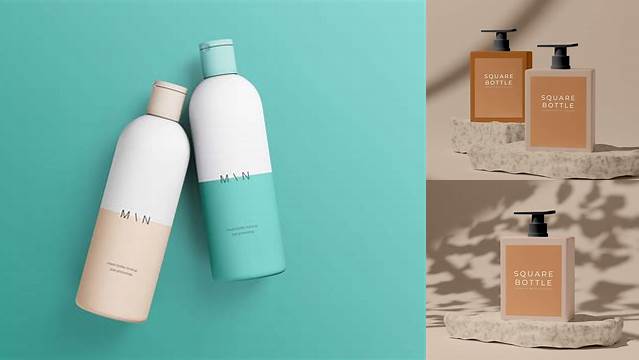 5702+ Clear Square Cosmetic Bottle with Gel PSD Mockup Smart Layer Mockup Free