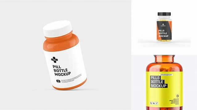 5702+ Orange Pills Bottle PSD Mockup Versatile PSD Mockup File